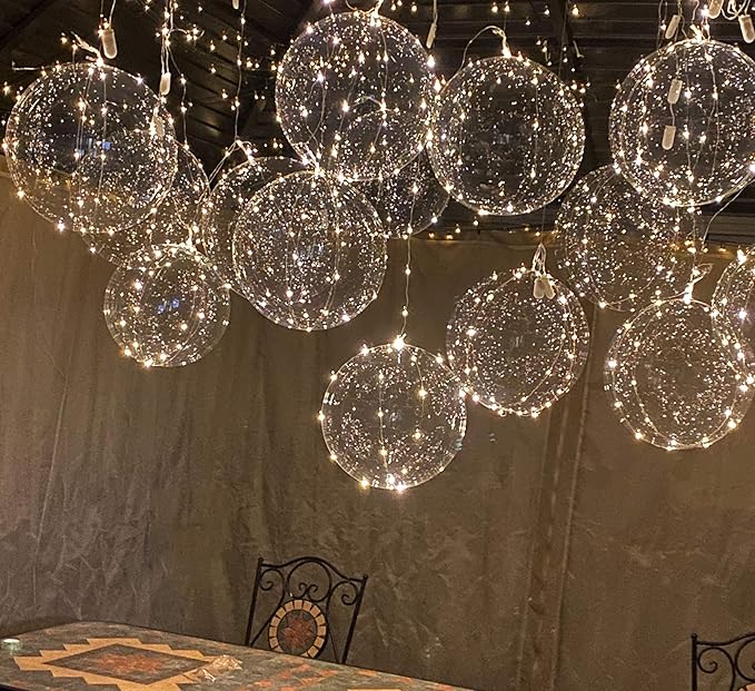 Light Up Led Balloons, 18 Packs Party Balloon Cell Battery Included Inflated Size 22 Inches 3 Modes Flashing String Lights Clear Balloon, for Birthday Wedding Decorations (Warm White)