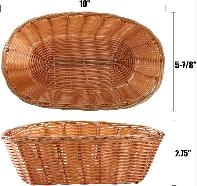 Yesland 12 Pack Plastic Oval Basket Small Gift Baskets, Food Storage Basket & Fruit Basket, 10 x 5.8 x 2.75 Inches Bread Basket Bin for Kitchen, Restaurant, Centerpiece Display, Christmas Gifts
