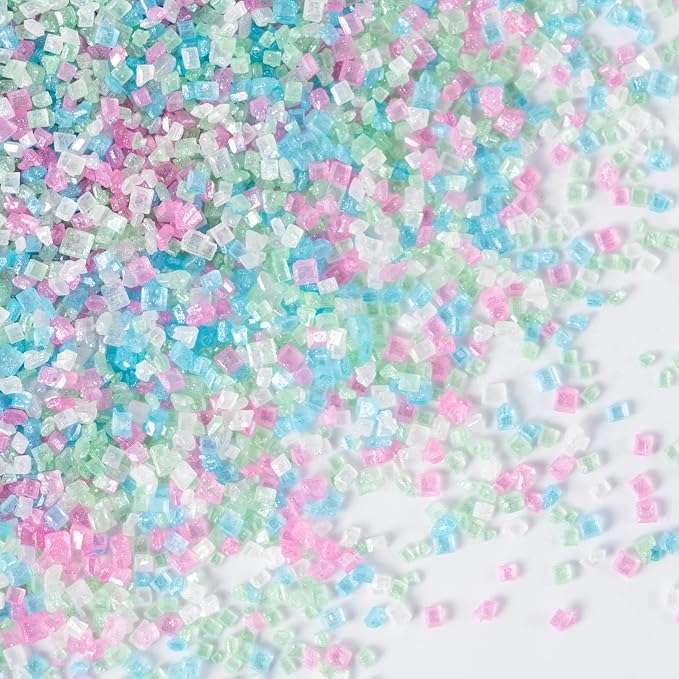Mermaid Sanding Sugar 4.2 ounces Edible Pastel Sprinkle Pink Blue Purple Green Sparkling Sugar Mix, Perfect for Cake Decorations, Baking, Ice Cream, Cookies, Cupcake Topper
