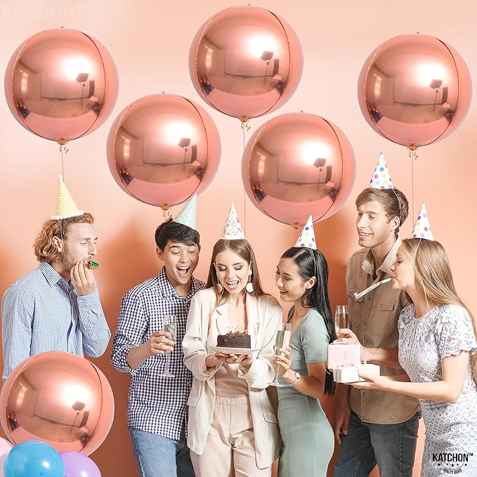 KatchOn, Rose Gold Balloons - 22 Inch, Pack of 6 | Rose Gold Foil Balloons for Bridal Shower Decorations | Mylar Balloon for Bachelorette, Anniversary, Birthday Party, 2026 Graduation Decorations