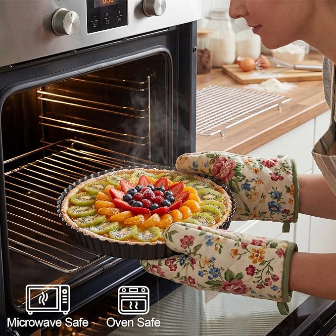 5 Packs Pie Tart Pans with Removable Bottom 4'' 6" 9" 10" 11" Round Nonstick Quiche Pan Bakeware Pie Tart Molds Steel Flan Tins Fluted Side for Pies Mousse Cheese Cookie Cake Dessert