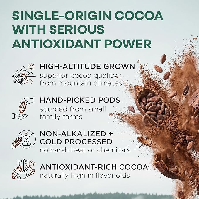 Raw Organic Cacao Powder, Handcrafted, Single-Origin, Fair Trade, Non-Alkalized Cocoa from Peru (24 ounce)