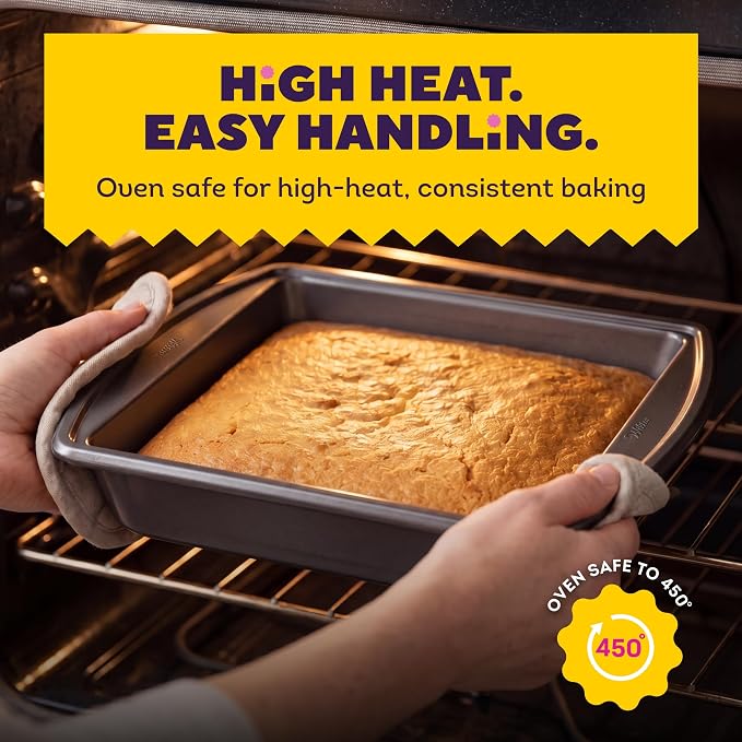 Wilton Platinum Non-Stick Square Cake Pan - Baking Pan for Brownies & Small Cakes - Made Without PFAS - Dishwasher Safe & Offers Even Heat Distribution - 9 x 9 x 2 Inch