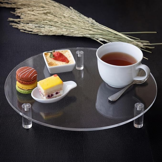 Lineshading 3 Pcs Round Acrylic Display Riser Clear Round Stands Clear Pedestal Riser Board for Cake Plant Dessert Jewelry Collectible Cupcake Figure Wedding Birthday Party Decor(8'',10'',12'')