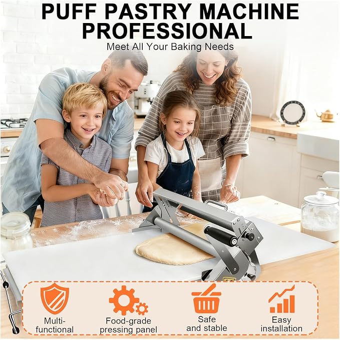 40.9''x22.8 Folding Dough Sheeter, Manual Dough Roller Machine, Thicknesses from 0 to 25 mm, Stainless Steel Hand Crank Dough Roller for Croissants, Pizza Pasta Pastry Fondant Type400