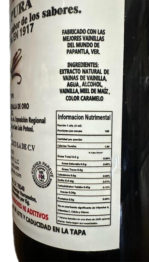 Border Merchant Vainilla Pura Mexicana Authentic Mexican Pure Vanilla Extract Glass Bottles 31oz 2Pk