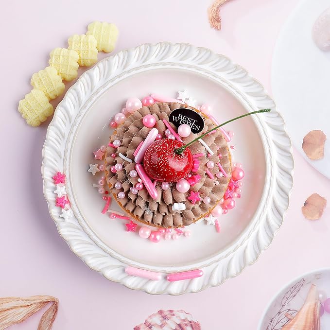 Pink Sprinkles, Edible Pearls Rod Star Sprinkles for Cakes Cupcakes | 4.6oz Dreamy Sprinkles for Ice Cream Baking Cookies