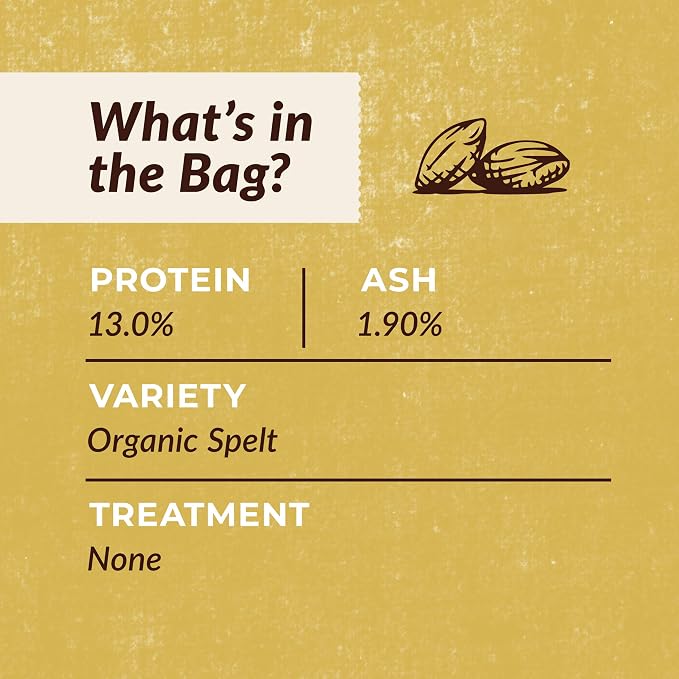 100% Organic Whole Spelt Flour - 25 lbs