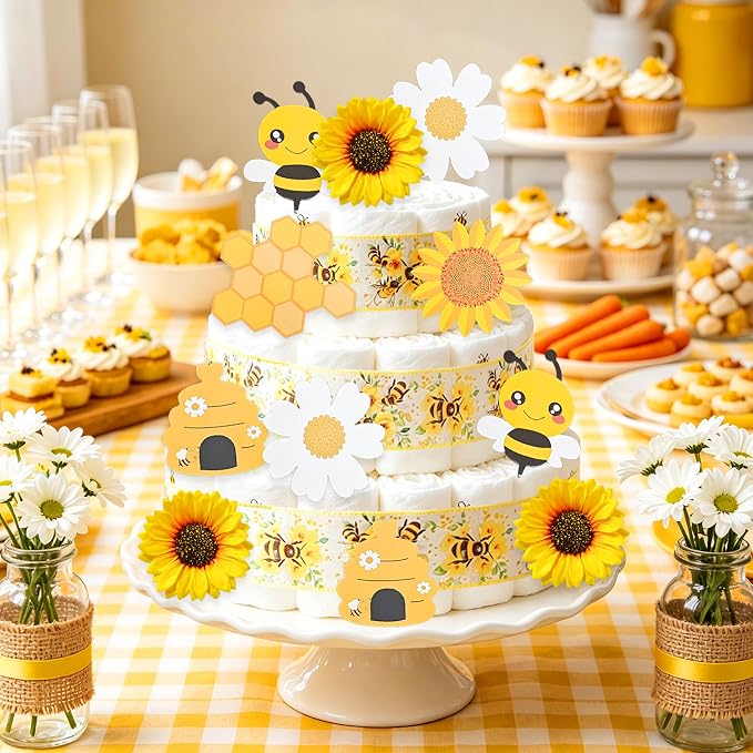 Honey Bee Baby Shower Diaper Cake Decorating Kit Party Supplies Gender Reveal Decorations Baby Shower Gifts Cake Topper Sweet As Can Bee Party