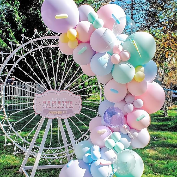 Daisy Pastel Balloons Arch Kit 156pcs 18 12 5 Inch Macaron Balloon Arch Kit with DIY Daisy Flower Balloons for Birthday Baby Shower Wedding Anniversary Spring Daisy Theme Party Decoration