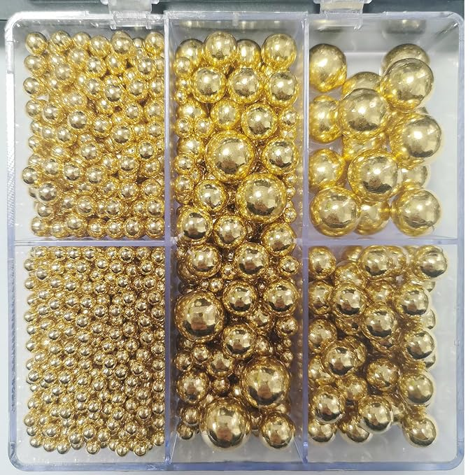 Edible Gold Pearl Sprinkles for Cake Decorating, Mixing 4 Sizes Sugar Cupcake, Ice Cream, Donuts, Macaron Toppings Supplies 90g/ 3.17oz