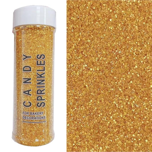 PhilaeEC Gold Sanding Sugar Edible Sparkling Crystals for Baking Cake Decoration Cookie Ice Cream Cupcake Toppers Wedding Party Valentines Halloween Christmas Supplies 5oz