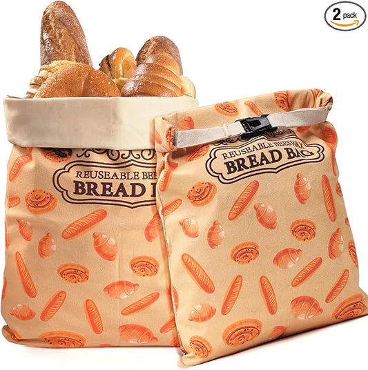 2 Pack Beeswax Bread Bags for Sourdough Homemade Bread, XL Cotton Lining Sourdough Reusable Natural Beeswax Bread Storage Bag, Keep Fresh and Upgraded Large Capacity Portable-17 x 12.6 Inches