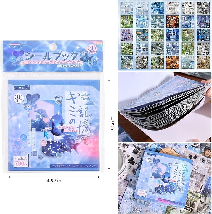 Girl's Japanese Retro Sticker Book, Nostalgic Theme - 700+ Japanese dreamcore Style Glitter Stickers, for DIY Scrapbooking Journaling Handbook Decoration