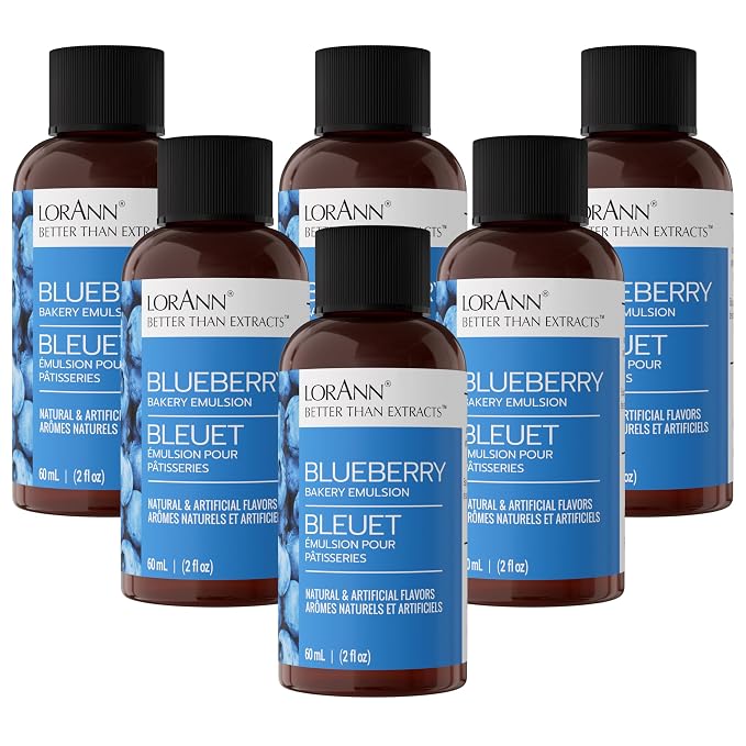 Lorann Oils Blueberry Bakery Emulsion: Realistic Blueberry Flavor, Perfect for Elevating Berry Notes in Baked Goods, Gluten-Free, Keto-Friendly, Extract Substitute Essential, 2oz, 6 Pack