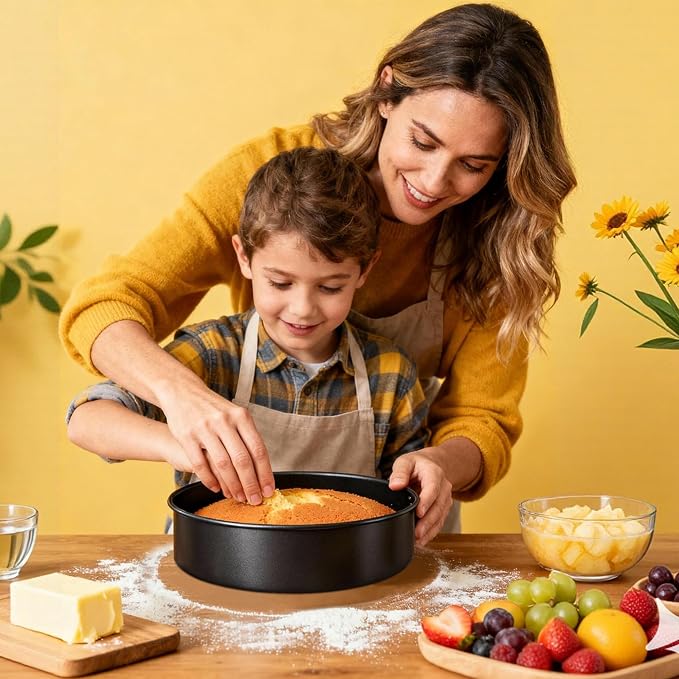9 Inch Round Cake Pan Set of 2, Nonstick Cake Pans 9 Inch Round with 60PCS Parchment Paper for Birthday, Round Cake Pans for Baking Layered Cakes Deep-Dish Pizza Pie, Even Heating & Dishwasher Safe