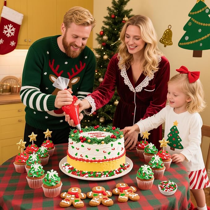 LEBERY Christmas Tree Sprinkles 3.5 Oz Red Green White Sprinkle Edible Christmas Sprinkles Holiday Candy Cane Sprinkle for Cake Decorating Edible Christma Cake Topper Ice Cream Cookie Decor