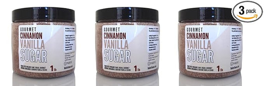 Bakto Flavors Gourmet Cinnamon Vanilla Sugar in a Jar (1 lb) - Pack of 3