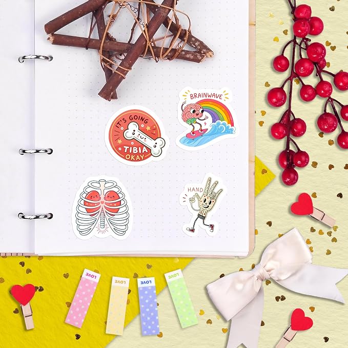 100Pcs Anatomy Stickers for Laptop, Water Bottle - Body Part Stickers Vinyl - Medical, Health Deals - Human Anatomy Gifts for Man & Woman - Sonography, Radiology, Healthcare, Nurse, Bone Decals