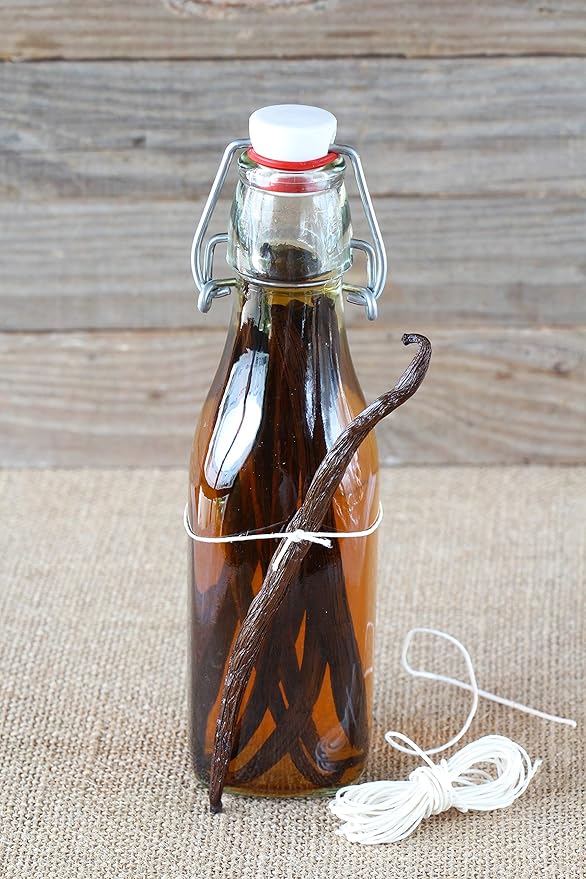 Homemade Vanilla Extract Kit | DIY | 1 Ounce of Premium Organic Madagascar Grade A Vanilla Beans 6-7 inches (Appoximately 8-10 Beans) with 8.5 oz Swing Top Glass Bottle - 6 Kit Party Pack