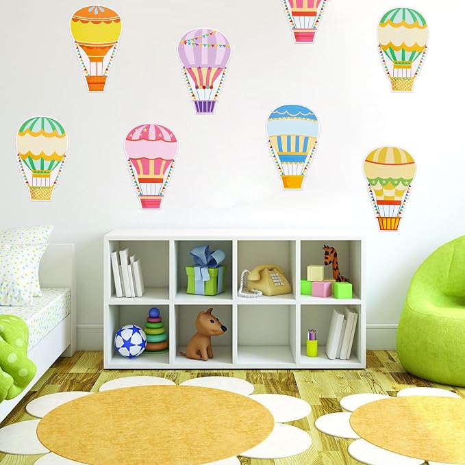 Vuzvuv 60 Pcs Colorful Hot Air Balloons Paper Cutouts 7.2 x 4.8 Inch Name Tags Labels for Spring Bulletin Board Class Decoration for Teacher Student Back to School Party Supplies for Craft Wall Decor