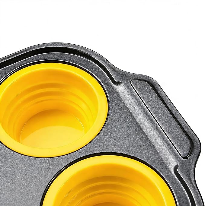 Cupcake Pan - Non Stick Silicone Donut Mold, Baking Tray Set, Reusable Muffin Mold, Oven And Air Fryer Pan With Durablee Construction | Cupcake Pans For Breakfast Dessert Cooking Treat Bread Egg Choco