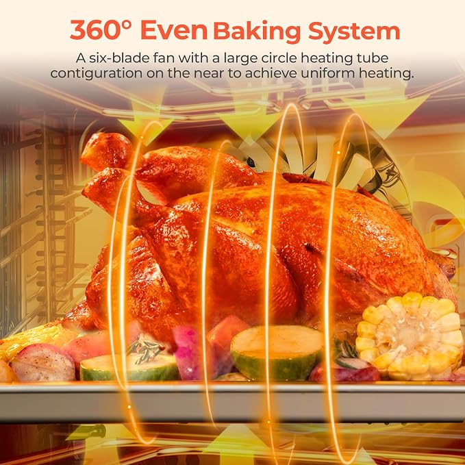 Commercial Convection Oven, 2500W Countertop Oven 1.68 cu.ft, Large Capacity 3-Tier Toaster Oven with 122-572°F Control, Stainless Steel Commercial Oven for Restaurant Bakery Pizza Shop Food Truck