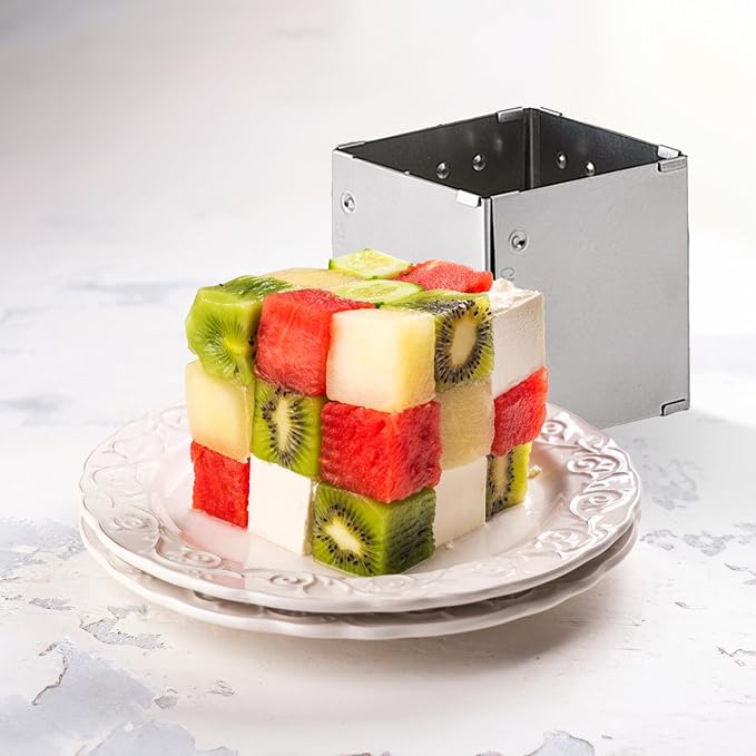 HIC Kitchen Adjustable Square-to-Rectangle Food Ring, Makes 10 Configurations, Stainless Steel