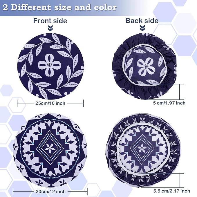 2 Large Reusable Beeswax Bowl Covers for Bread Proofing, 10/12 Inch Elastic Beeswax Wraps Cotton Cloth Sourdough Bowl Covers for Proofing Baskets, Mixer Bowls, Food Storage Containers