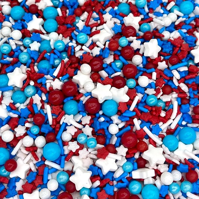 Manvscakes Sprinkles- Edible Cake and Cupcake Sprinkles with Assorted Shapes and Sizes for Parties, USA Patriotic Sprinkle Mix for Cookies, Ice Cream, Cake and Cupcake Decorating, (Red/blue)