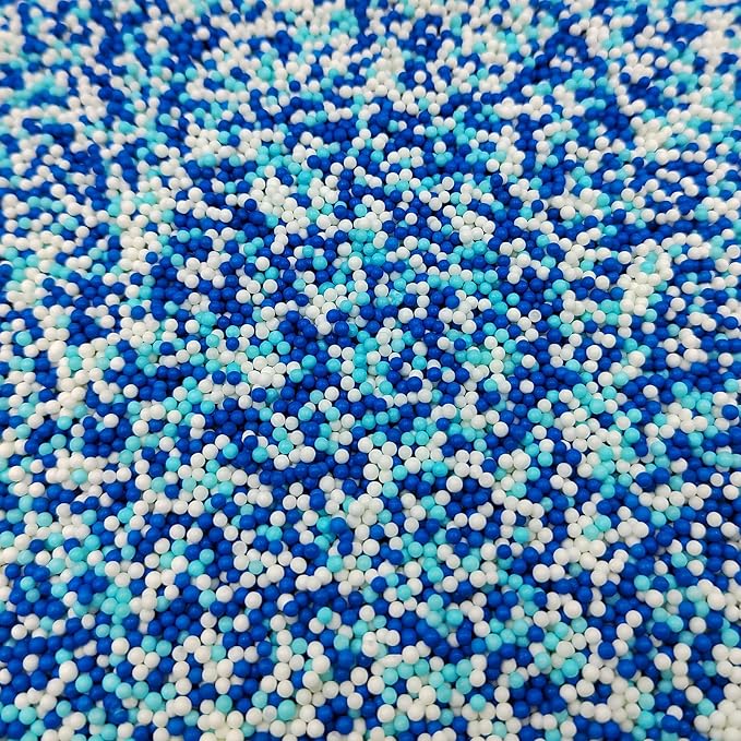Homankit White and Blue Nonpareils Sprinkles Edible Cookie Decorations Mini Pearls for Decorating Cake, Baking, Cupcake Toppers, Ice Cream, Donuts 3.88 Ounce