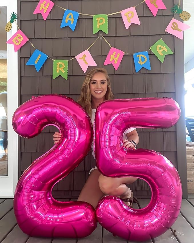 Hot Pink Number 5 Balloon 40 Inch, 5th Birthday Party Decorations for Children, Giant 5 Foil Balloon for Party Supplies