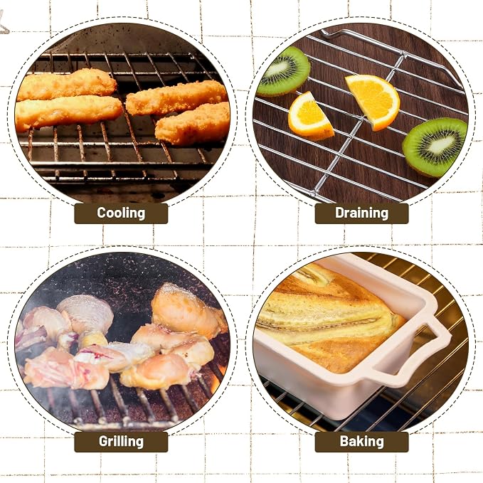 Wire Rack for Baking Sheet, Stainless Steel Cooling Rack with Legs Grilling Cooking Racks Heavy Duty Wire Grate Oven Roasting Racks Rectangle Cooling Racker for Baking Roasting Grilling (8.5"X5.3")