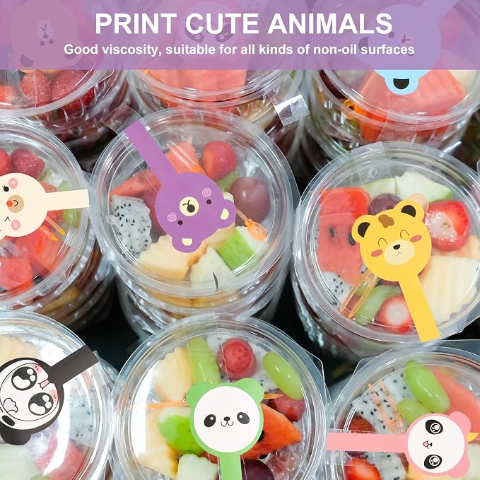 400Pcs Handmade Food Baking Seal Stickers Labels,Cute Animal Long Label Bakery Stickers,Self Adhesive Goods Bakery Sticker Sealing Tamper Proof Sticker for Pastry Bags Lollipops Candy Cake