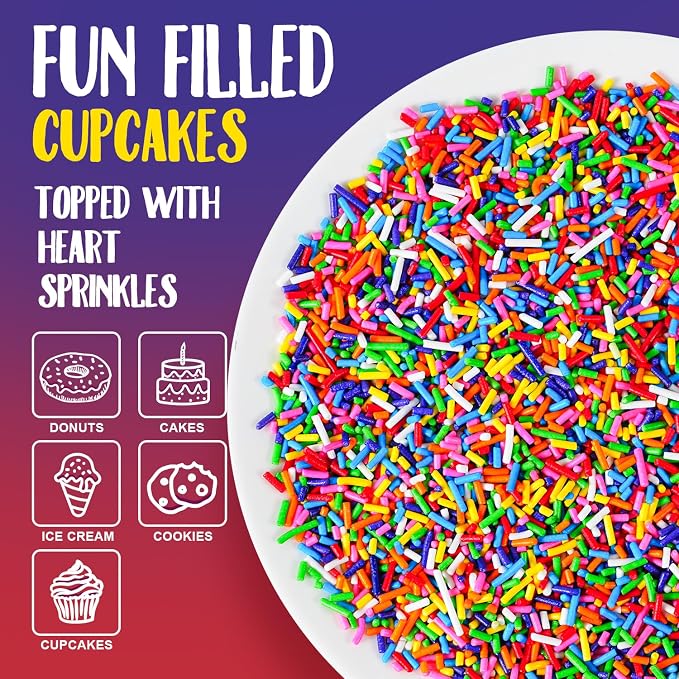 Rainbow Sprinkles Bulk for Baking 7 oz - Rainbow Jimmies Sprinkles for Baking Cookies, Cakes, Cupcakes, Ice Cream, Chocolate | Perfect for Birthday Christmas Parties & Celebrations