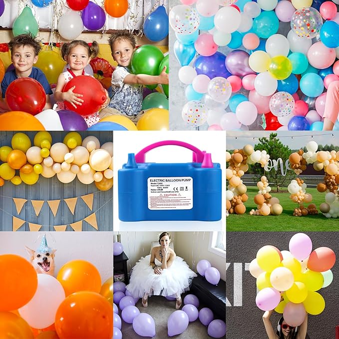 Balloon Pump Electric,110V 600W Balloon Blower Inflator Dual Nozzle Air Pump Balloons Inflator for Decoration, Party, Sport,Gifts:2 Balloon Tying Tools