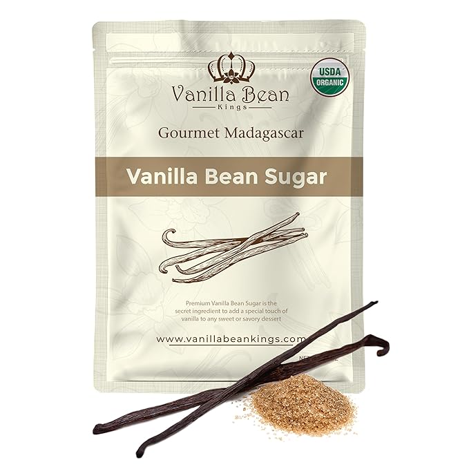 Organic Vanilla Bean Sugar - Made with Real Madagascar Vanilla Pods & Pure Cane Sugar - for Cooking, Baking, & Additional Flavoring - A Sweet Substitute for Extract, Paste, and Beans - 12 OZ