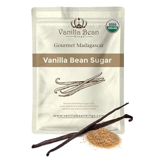 Organic Vanilla Bean Sugar - Made with Real Madagascar Vanilla Pods & Pure Cane Sugar - for Cooking, Baking, & Additional Flavoring - A Sweet Substitute for Extract, Paste, and Beans - 12 OZ