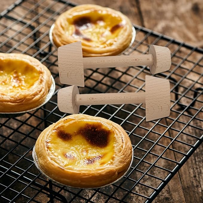 Wooden Tart Tamper,Pie Pastry Dough Tamper,Tart Pan Mold Cake Pastry Baking Tool for Tart, Cheesecakes, Pasta,Baking (Large double head)