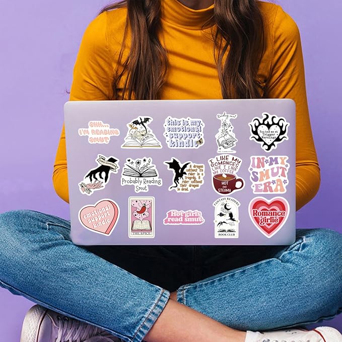 104 PCS Romance Book Stickers for Kindle- Bookish Fantasy Dragon Aesthetic Stickers for Kindle Case, Water Bottle, Scrapbook, Journal - Cute Book Lover Gifts for Adults Teens
