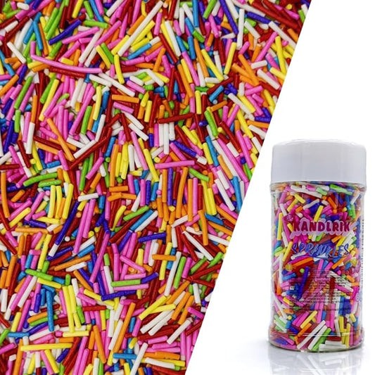 Rainbow Jimmy Sprinkles Edible Mix Size Jimmies Cake Decorations Soft Jimmies for Topping Ice Cream, Cookies, Cakes, Wedding Party, Valentine Christmas Supplies 3OZ