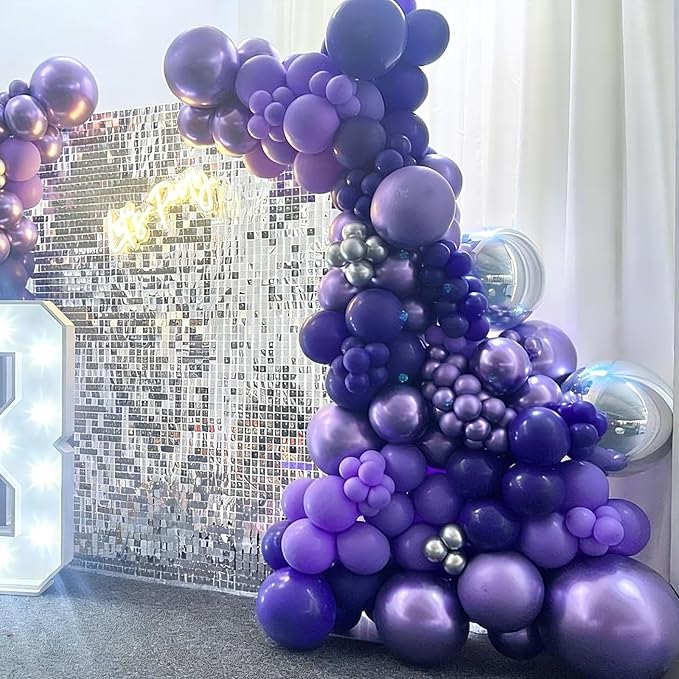 YMSZ Purple Balloon Garland Arch Kit, Dark Purple Balloons and Purple Balloon for for Purple Birthday Wedding Baby Shower Party Decorations