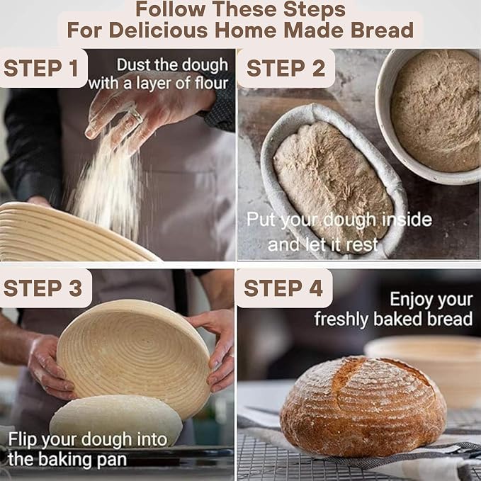 [Upgraded] Banneton Bread Proofing Basket 2 pack 9" Round With Liner, Natural Rattan Bread Basket Perfect for Professional & Home Sourdough Bread Baking, Artisan Sourdough Bread. (Set 2 pack 9" Round)