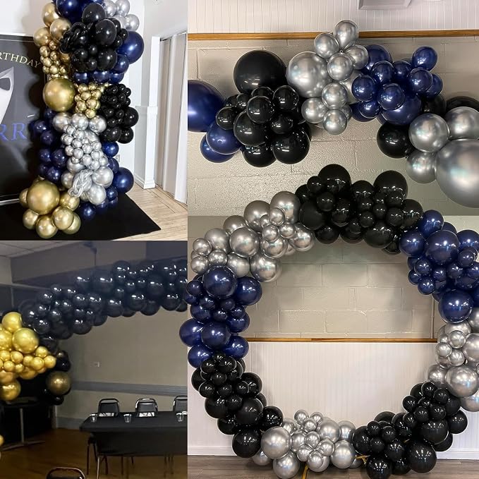 104pcs Black Balloons - 18/12/10/5 Inch Different size Black Latex Balloons Garland Arch for Birthday Wedding New Year's Eve Halloween Party Decoration