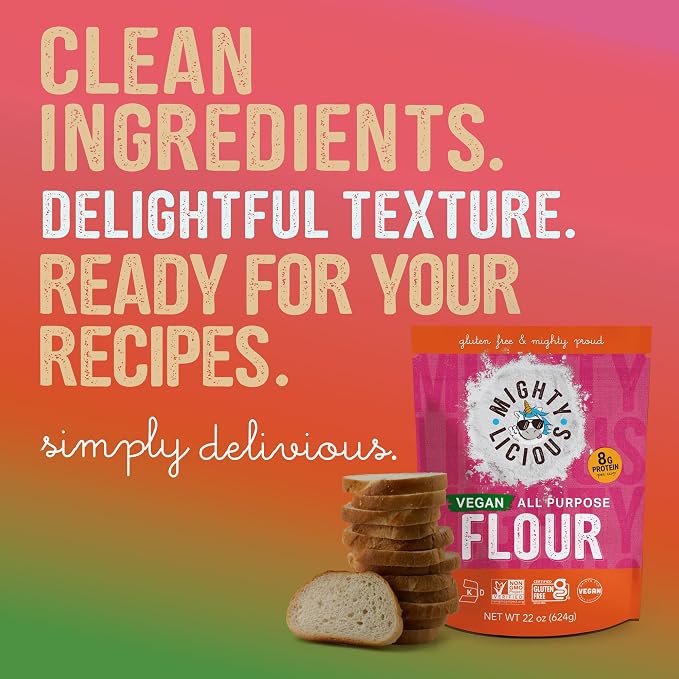MIGHTYLICIOUS Gluten-Free, Plant-Based All-Purpose Flour, Superfine Rice Flour, Plant-Based, Non-GMO, Allergen-Friendly Baking Flour, Ideal for Cakes, Bread, Muffins & Cooking (3-Pack)