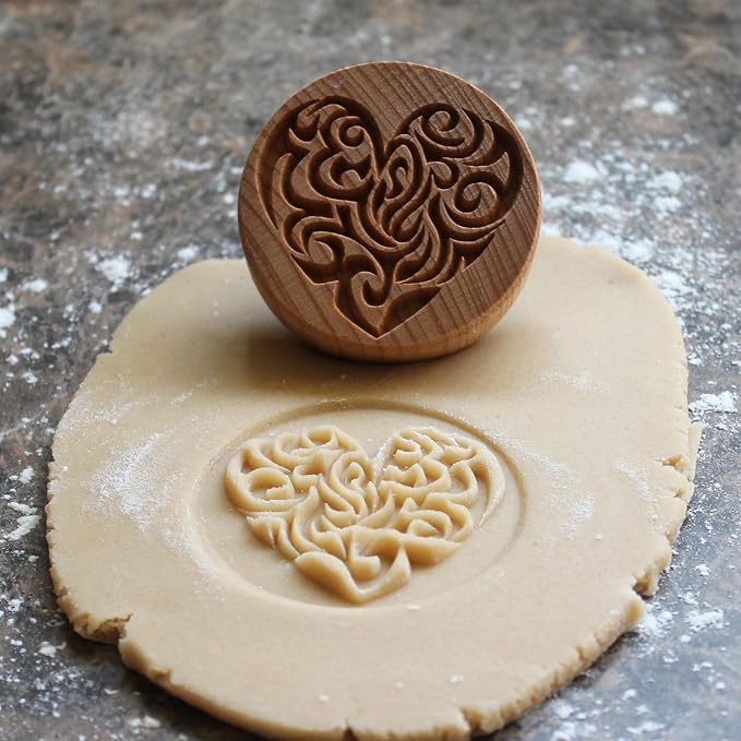 Wood Cookie Stamp, 2.5 Inch (Complicated Heart CS-127)