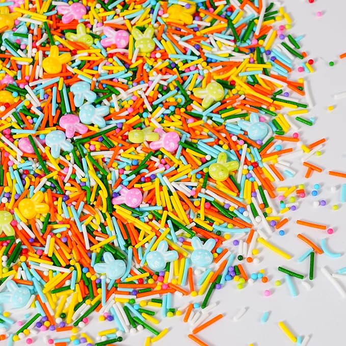 Easter Sprinkles Mix, 4.2 oz Edible Bunny Rabbit Sprinkles with Pastel Spring Nonpareils Jimmies Sprinkles for Baking, Cake Decorating Supplies for Easter Ice Cream Cookies Cupcake Topper & Holiday Treats