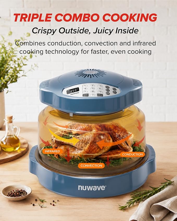 Nuwave Pro Plus 2 Air Fryer Oven, Infrared Countertop Convection, No Defrost No Preheat, Triple Combo Heating, 10-in-1 Multicooker, PFAS & BPA Free, 10LB Capacity, Dishwasher Safe Parts, 20660V03B