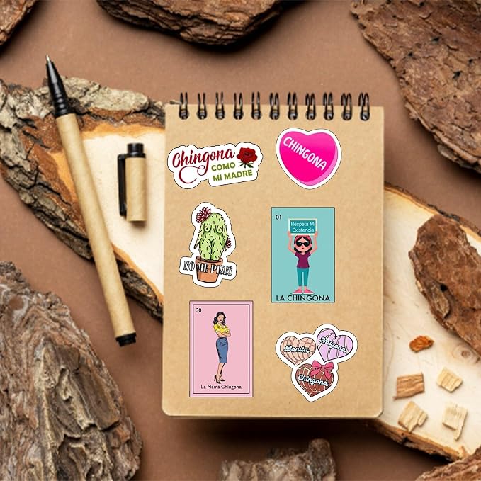 Funny Chingona Stickers for Mexican Latina Women, Bold Hispanic Heritage Decals for Water Bottles Laptop Kindle, Vibrant Chicana Power Gift Set, Waterproof Vinyl