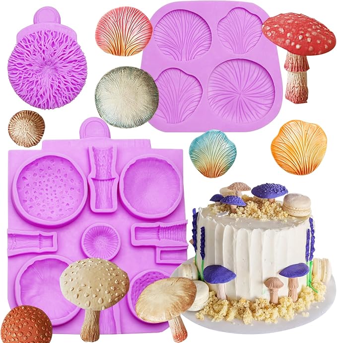 Mushroom Silicone Mold, Mushroom Chocolate Mold, Purple, 3 Pack for Cake, Cupcake, Chocolate, Resin and Soap Crafts